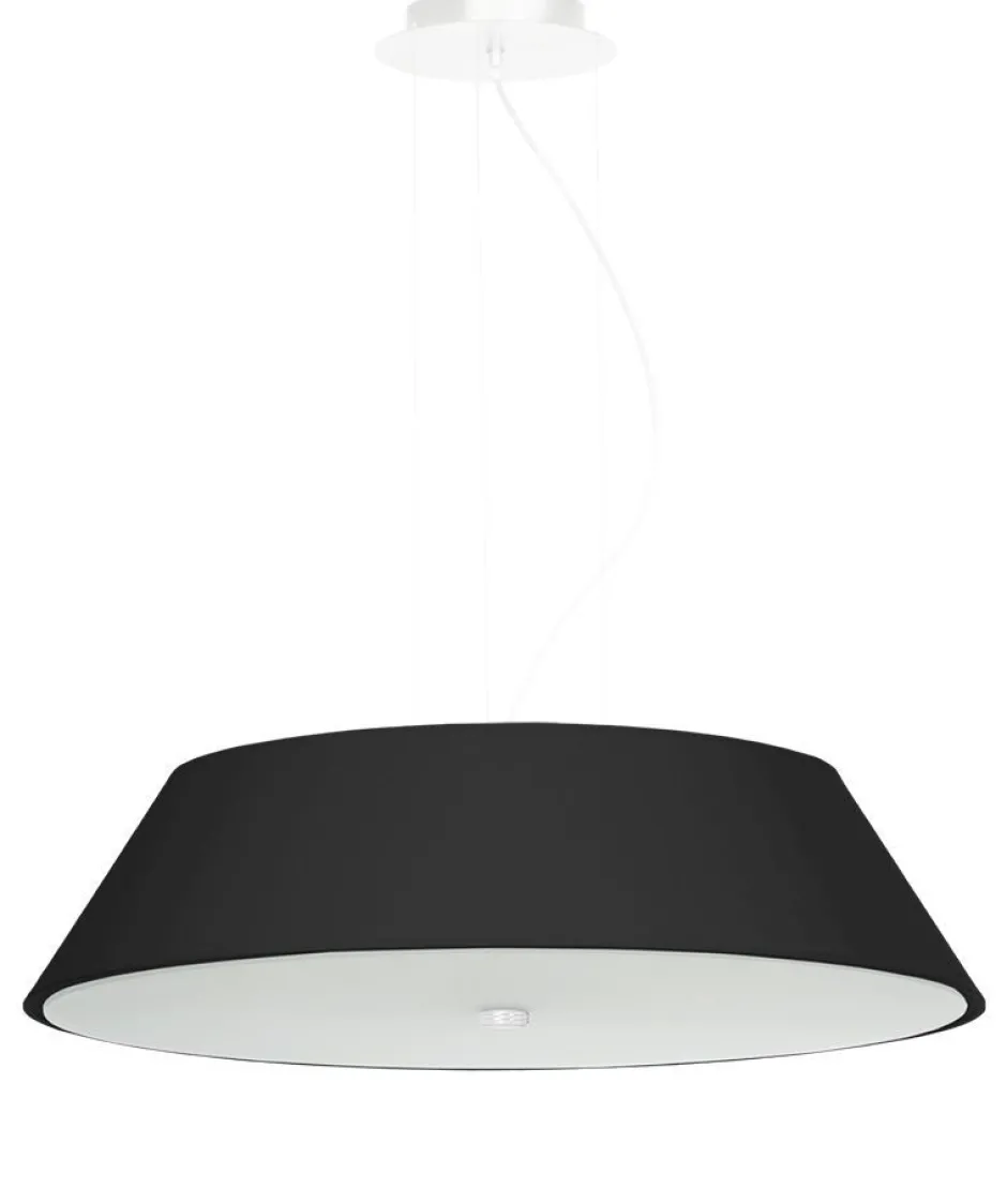Hängelampen|Stofflampen*Sollux Schwarze Hängelampe Stoff Glas rund Ø 60 cm Modern 5x E27