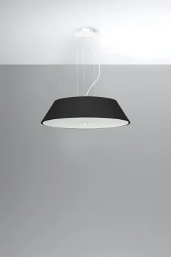 Hängelampen|Stofflampen*Sollux Schwarze Hängelampe Stoff Glas rund Ø 60 cm Modern 5x E27