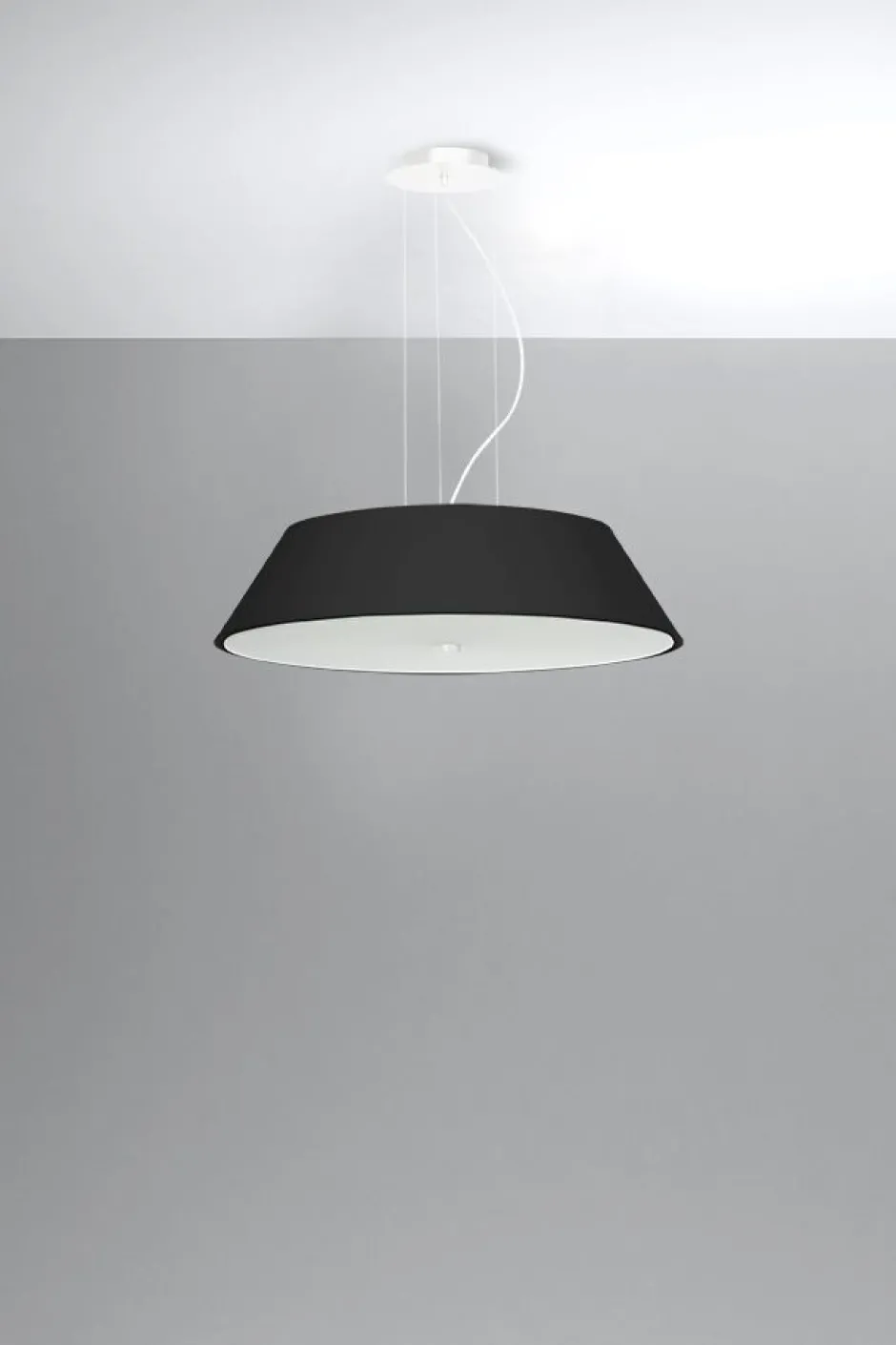 Hängelampen|Stofflampen*Sollux Schwarze Hängelampe Stoff Glas rund Ø 60 cm Modern 5x E27
