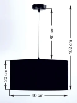 Hängelampen|Esszimmer Lampen*BPS Koncept Schwarze Hängelampe Stoff rund Retro Esstisch