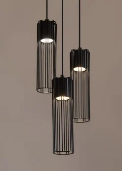 Moderne Lampen|Wohnzimmerlampen*Sigma Schwarze Hängelampe Zylinder Metall Ø20 cm GU10 Modern