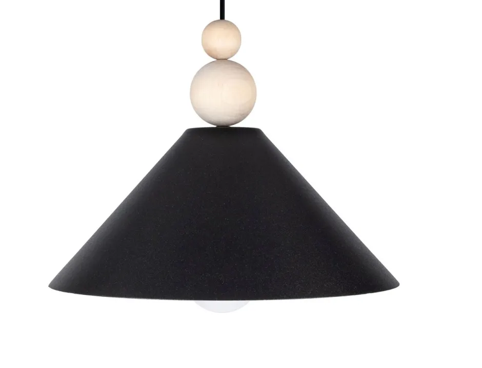 Belis Schwarze Hängeleuchte Holz Metall Ø26 cm E27 gemütlich< Hängelampen|Bürolampen