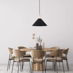 Belis Schwarze Hängeleuchte Holz Metall Ø26 cm E27 gemütlich< Hängelampen|Bürolampen