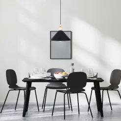 Belis Schwarze Hängeleuchte Holz Metall Ø26 cm E27 gemütlich< Hängelampen|Bürolampen