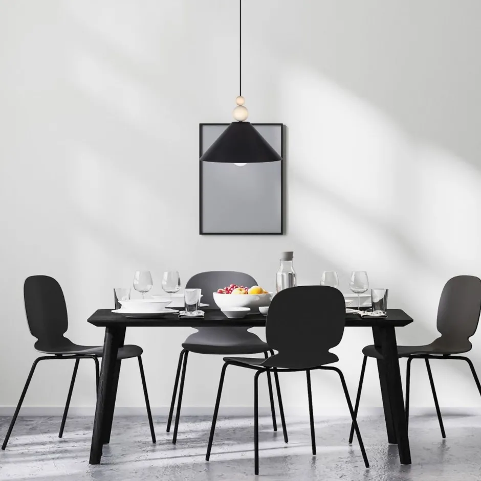 Belis Schwarze Hängeleuchte Holz Metall Ø26 cm E27 gemütlich< Hängelampen|Bürolampen