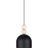 Hängelampen|Bürolampen*Belis Schwarze Hängeleuchte Metall Holz Ø17 cm E27 wohnlich