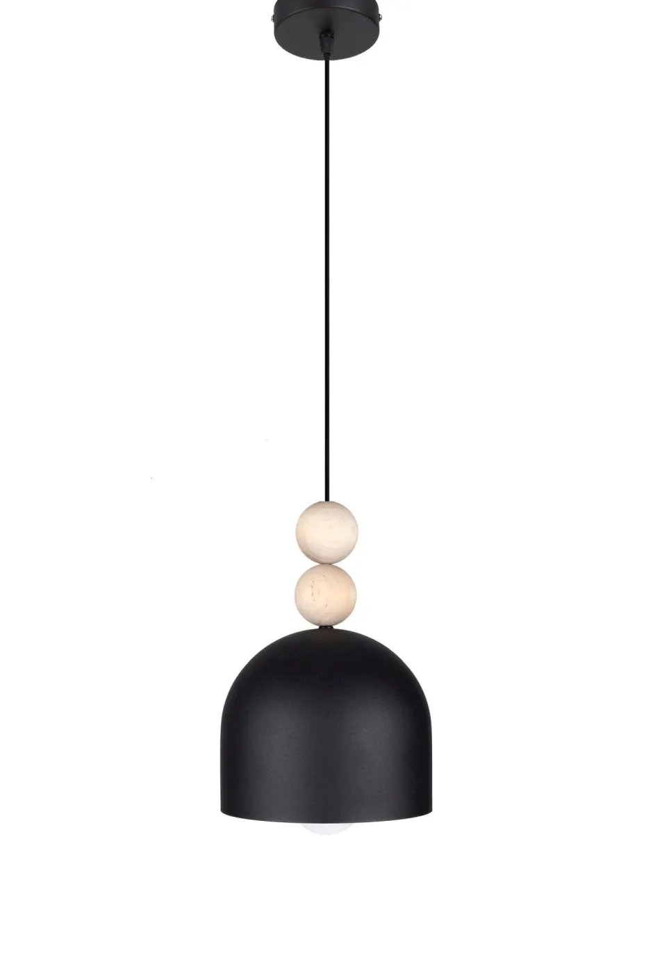 Hängelampen|Bürolampen*Belis Schwarze Hängeleuchte Metall Holz Ø17 cm E27 wohnlich