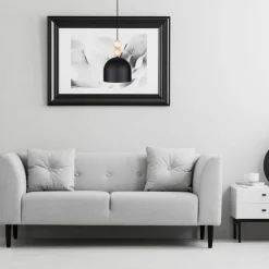 Hängelampen|Bürolampen*Belis Schwarze Hängeleuchte Metall Holz Ø17 cm E27 wohnlich