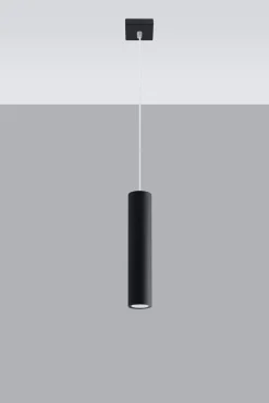 Sollux Schwarze Hängeleuchte Metall GU10 Ø 6 cm höhenverstellbar< Wohnzimmerlampen|Moderne Lampen