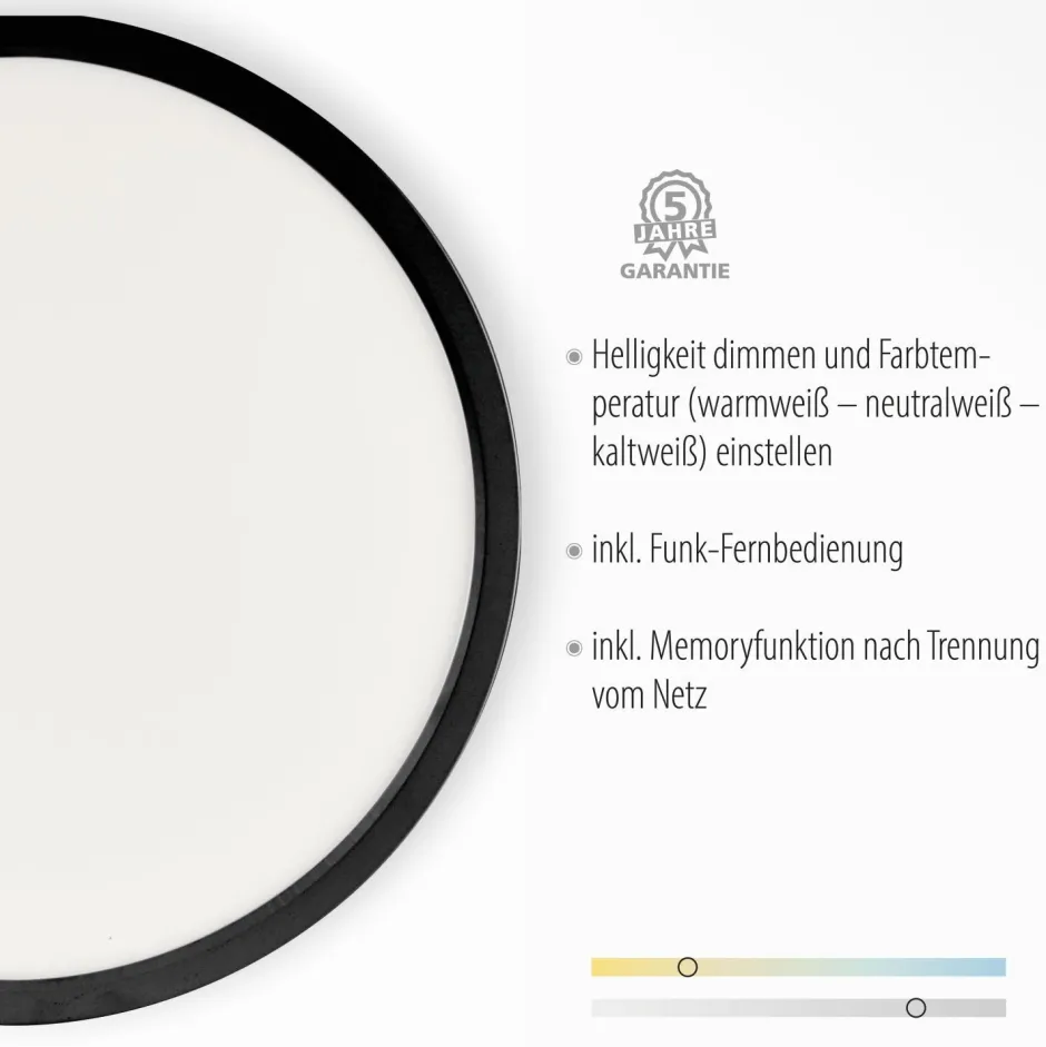 Just Light Schwarze LED Deckenlampe dimmbar Ø40 cm Fernbedienung< Deckenleuchten|Flurlampen