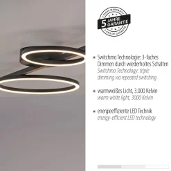 Deckenleuchten|Flurlampen*Just Light Schwarze LED Deckenlampe Metall 120 cm länglich 4850 lm