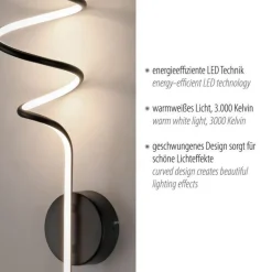Just Light Schwarze LED Wandleuchte Metall warmweiß 3000 K 2330 lm< Led Lampen|Wandleuchten