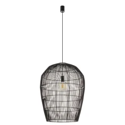Hängelampen|Bürolampen*Nowodvorski Schwarze Pendelleuchte Bambus gemütlich E27 Ø53,5 cm