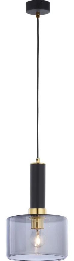 Hängelampen|Moderne Lampen*Jupiter Schwarze Pendelleuchte Glas Metall E27 Ø20cm rund