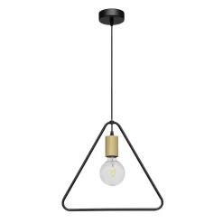 Spot Light Schwarze Pendelleuchte Holz Metall Dreieck E27< Hängelampen|Esszimmer Lampen