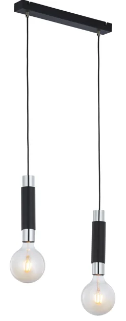Jupiter Schwarze Pendelleuchte Metall E27 L:40cm länglich< Hängelampen|Moderne Lampen