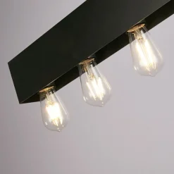 Wohnzimmerlampen|Esszimmer Lampen*Searchlight Schwarze Pendelleuchte Metall E27 8-flmg 80 cm lang