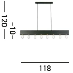 Wohnzimmerlampen|Esszimmer Lampen*Searchlight Schwarze Pendelleuchte Metall E27 8-flmg 80 cm lang