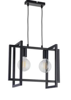 Moderne Lampen|Wohnzimmerlampen*Sigma Schwarze Pendelleuchte Metall L:41 cm E27 dekorativ