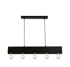 Searchlight Schwarze Pendelleuchte Metall 5-flmg E27 80 cm länglich< Wohnzimmerlampen|Esszimmer Lampen