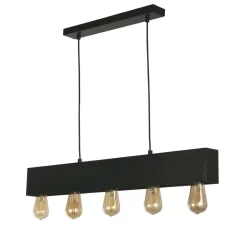 Searchlight Schwarze Pendelleuchte Metall 5-flmg E27 80 cm länglich< Wohnzimmerlampen|Esszimmer Lampen