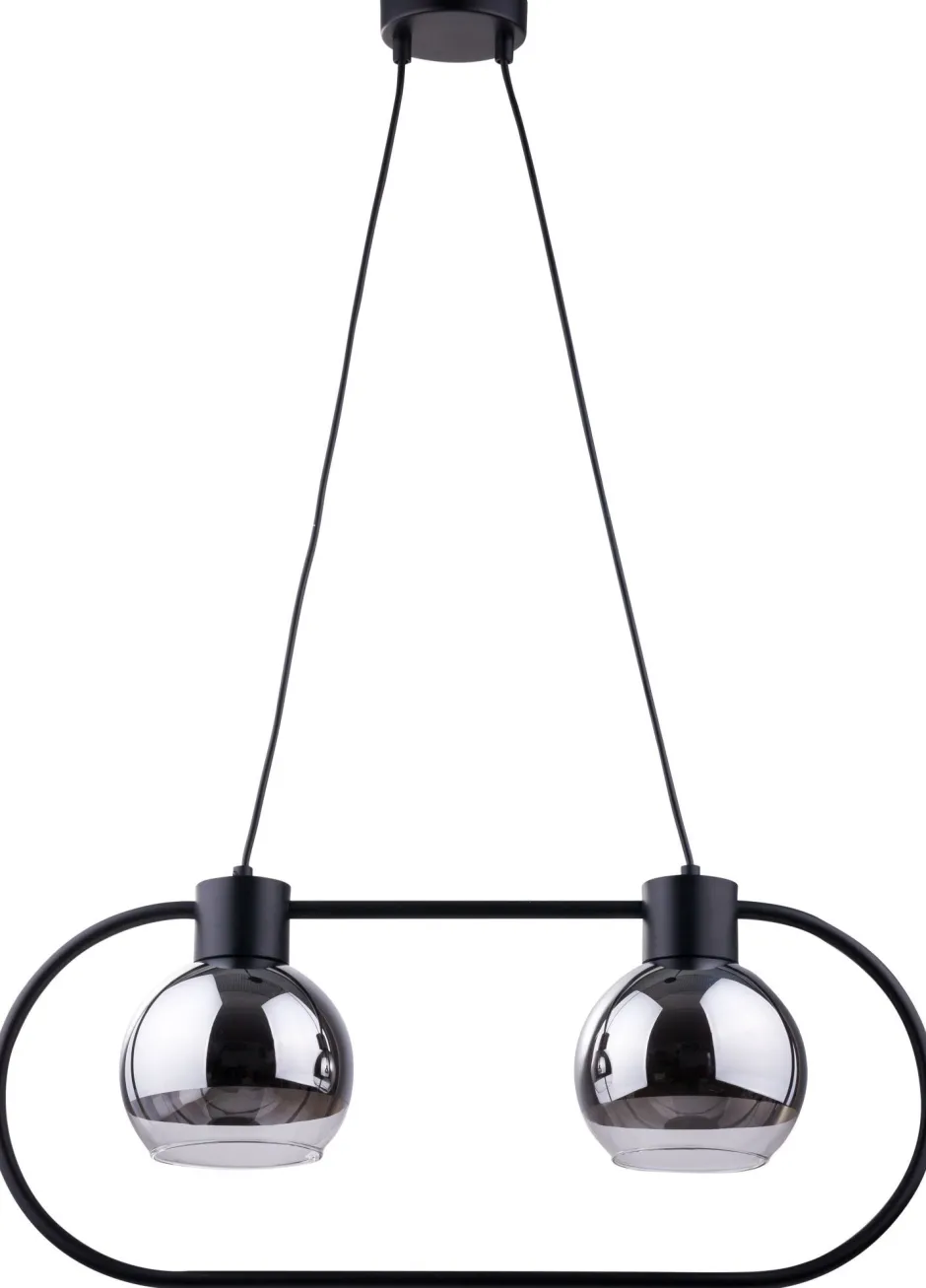 Sigma Schwarze Pendelleuchte Metall Glas Silber bis 0,9 m< Hängelampen|Kugellampen