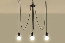 Sollux Schwarze Pendelleuchte Retro 3-flammig max. 3 m flexibel< Hängelampen|Esszimmer Lampen