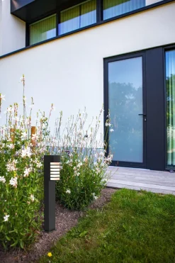 Eco-Light Schwarze Sockelleuchte Aluminium H:75 cm IP54 E27< Metall Lampen|Wegeleuchten