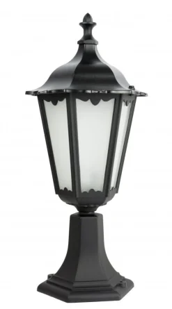 SU-MA Schwarze Sockelleuchte 51cm hoch Rustikal DILSEN< Außenleuchten Antik|Gartenlaternen