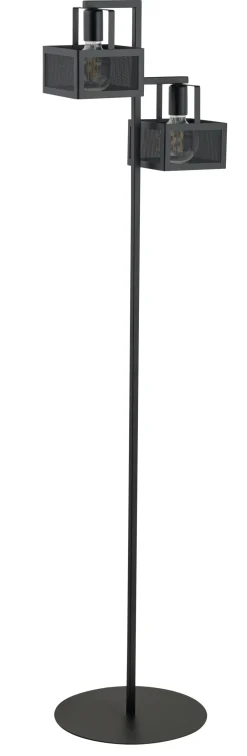 Industrie Lampen|Stehlampen*Sigma Schwarze Stehlampe Metall E27 groß 160 cm 2-flammig