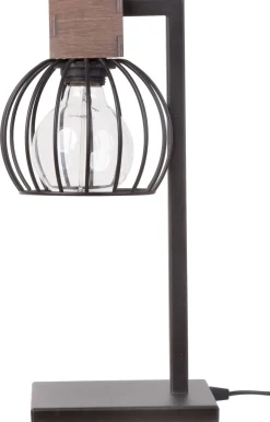 Wohnzimmerlampen*Sigma Schwarze Tischleuchte Holz Metall gemütlich 39 cm Retro