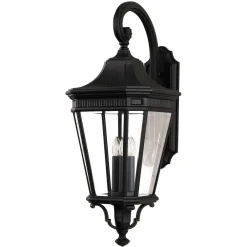 Rustikale Lampen|Vintage Lampen*Elstead Schwarze Wandlampe außen IP44 Rustikal CHARLES