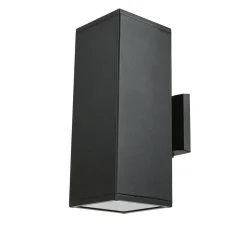 Metall Lampen|Feuchtraumleuchten*SU-MA Schwarze Wandlampe außen IP54 eckig 30cm Up Down