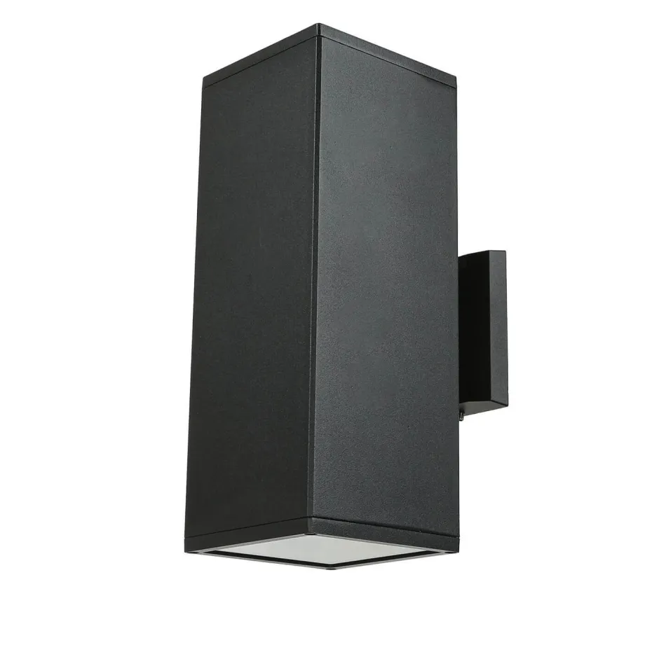 Metall Lampen|Feuchtraumleuchten*SU-MA Schwarze Wandlampe außen IP54 eckig 30cm Up Down