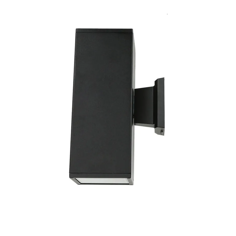 Metall Lampen|Feuchtraumleuchten*SU-MA Schwarze Wandlampe außen IP54 eckig 30cm Up Down