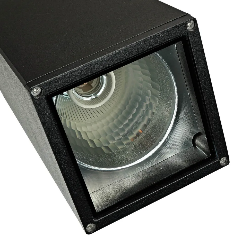 Metall Lampen|Feuchtraumleuchten*SU-MA Schwarze Wandlampe außen IP54 eckig 30cm Up Down