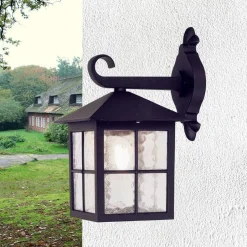 Außenleuchten Antik|Außenwandleuchten*Elstead Schwarze Wandleuchte Aluminium IP43 Rustikal Außen