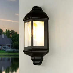 Easylight Schwarze Wandleuchte außen LIVORNO Rustikal IP44 E27< Rustikale Lampen|Maritime Lampen