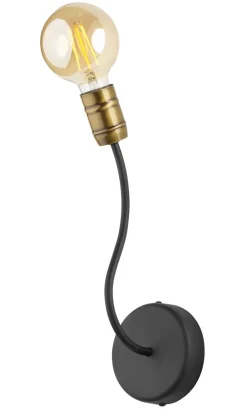 Wandleuchten|Industrie Lampen*Jupiter Schwarze Wandleuchte geschwungener Arm E27 Retro