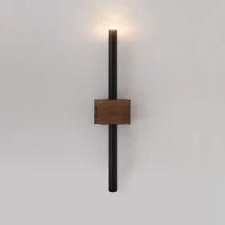 Wandleuchten|Flurlampen*Sigma Schwarze Wandleuchte Metall Holz G9 B:11 cm wohnlich