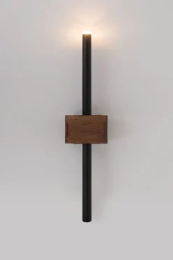 Wandleuchten|Flurlampen*Sigma Schwarze Wandleuchte Metall Holz G9 B:11 cm wohnlich