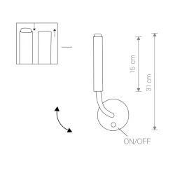 Nowodvorski Schwarze Wandleuchte mit Schalter Metall Loft G9< Wandleuchten|Wohnzimmerlampen