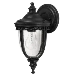 Elstead Schwarze Wandleuchte Stahl Glas IP44 Rustikal EDMUND< Metall Lampen|Gartenlaternen