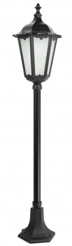 Außenleuchten Antik|Gartenlaternen*SU-MA Schwarze Wegeleuchte 114cm Rustikal Aluminium Glas