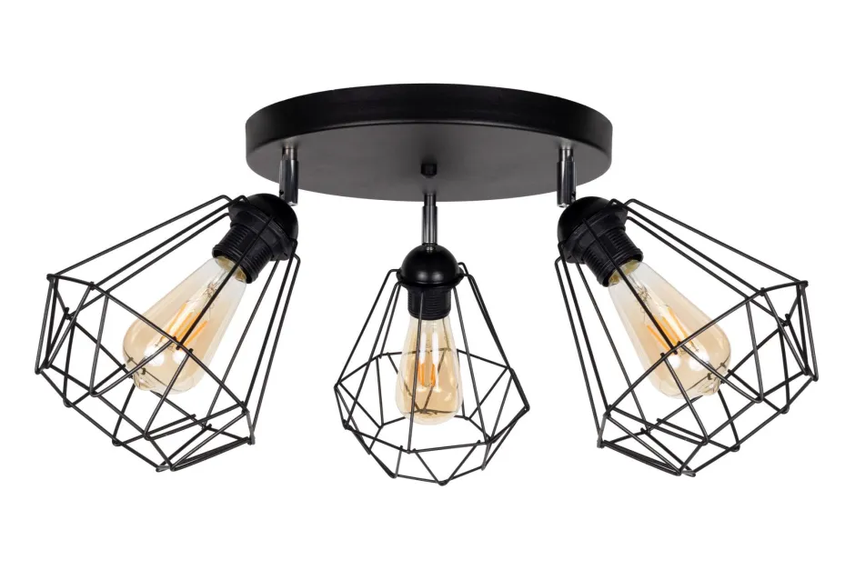 Bürolampen|Wohnzimmerlampen*Belis Schwarzer Deckenspot flexibel Metall E27 L:55 cm 3-flmg