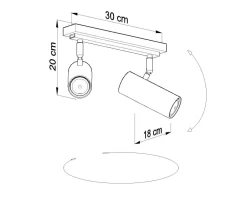 Sollux Schwarzer Deckenstrahler Metall L:30cm DUCCIA< Deckenleuchten|Flurlampen