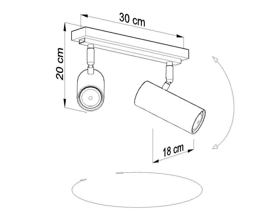 Sollux Schwarzer Deckenstrahler Metall L:30cm DUCCIA< Deckenleuchten|Flurlampen