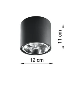 Moderne Lampen|Küchenlampen*Sollux Schwarzer Spot Decke Ø12cm rund GU10 Modern vielseitig