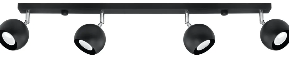 Sollux Schwarzer Strahler Stahl 4-flammig 80cm lang Retro GU10< Deckenleuchten|Spots