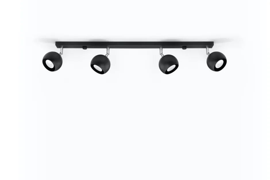 Sollux Schwarzer Strahler Stahl 4-flammig 80cm lang Retro GU10< Deckenleuchten|Spots